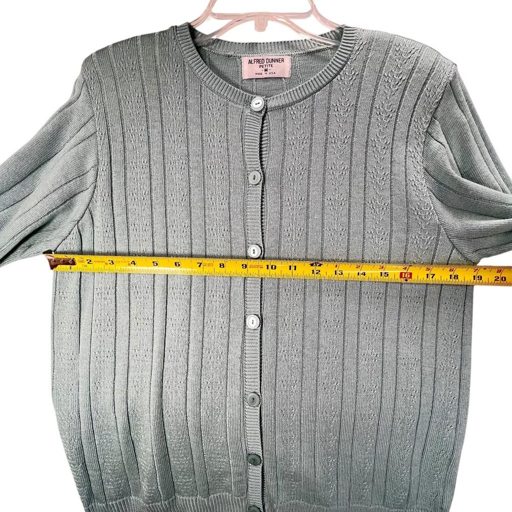 NWT Vtg Alfred Dunner Cardigan Sweater Button Down Blue USA PM Ribbed Knit - Picture 10 of 11